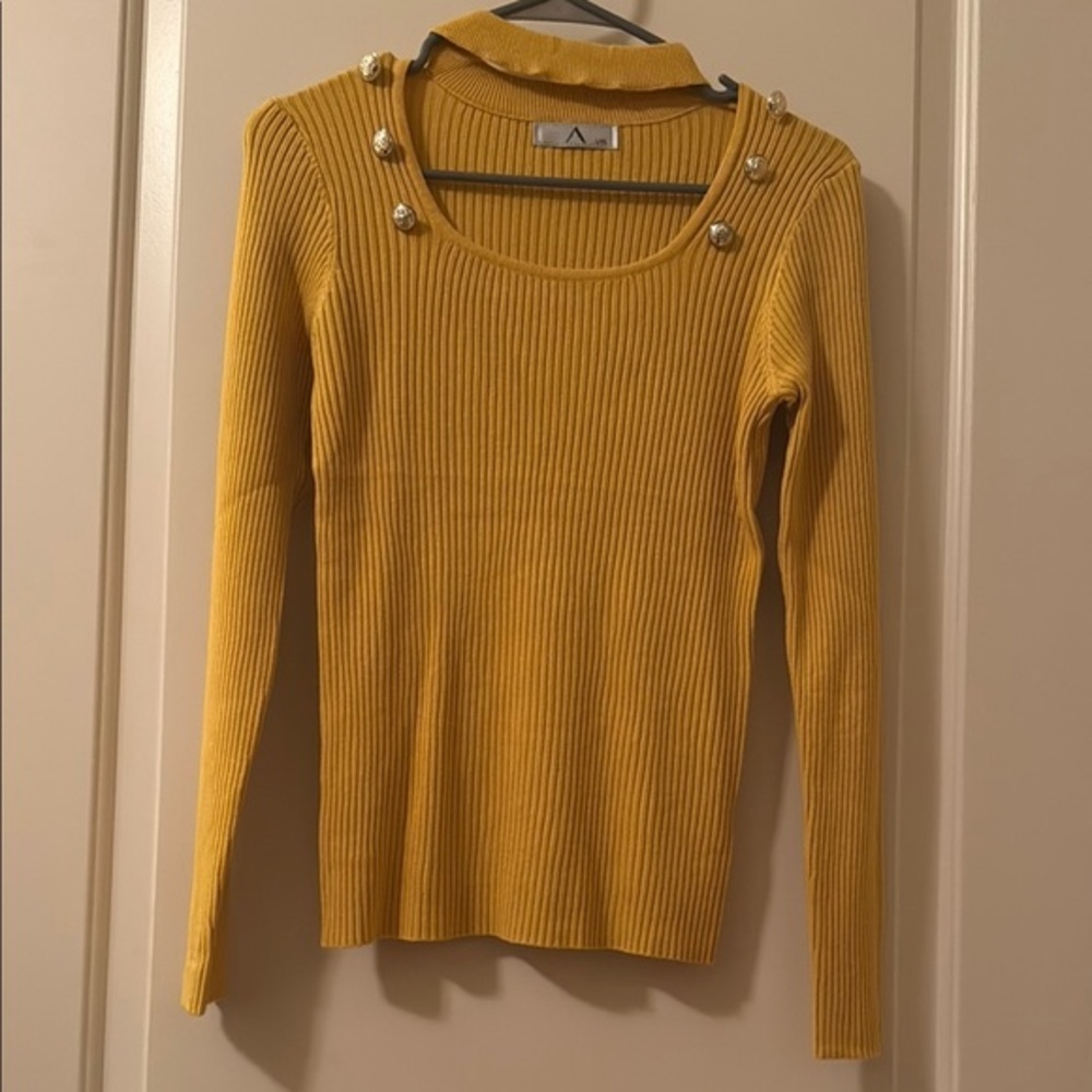 AZ Yellow Ribbed Long Sleeve Top